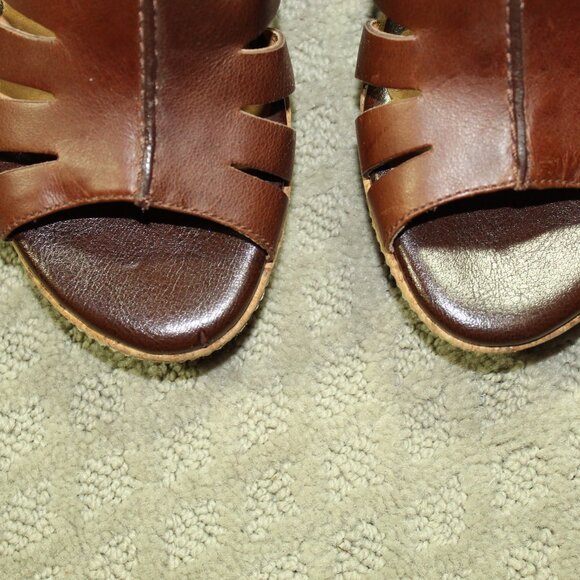 Indigo by Clarks Women's 6.54M Brown Leather 1" Platform 3.5" Wedge Heels - Picture 8 of 8